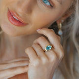 The Gold Avery Ring - Ocean Blue Topaz Gemstone - Everyday 9ct gold gemstone rings - Dainty London