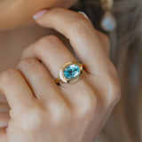 The Gold Avery Ring - Ocean Blue Topaz Gemstone - Everyday 9ct gold gemstone rings - Dainty London