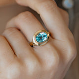 The Gold Avery Ring - Ocean Blue Topaz Gemstone - Everyday 9ct gold gemstone rings - Dainty London