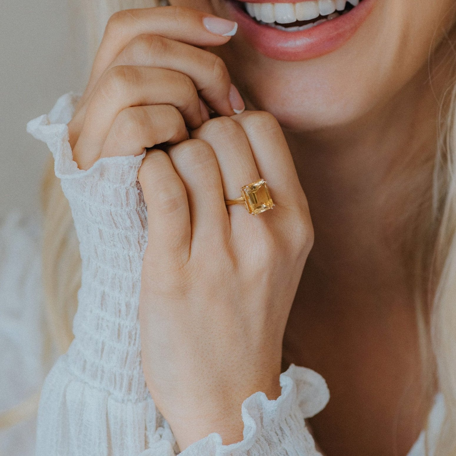 The Gold Isla Ring - Sunshine Citrine - Vintage Modern Gemstone Rings - Dainty London