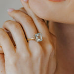 The Gold Luna Ring - Beautiful Ocean Green Quartz Rings - Vintage Contemporary Everyday Gemstone Rings - Dainty London
