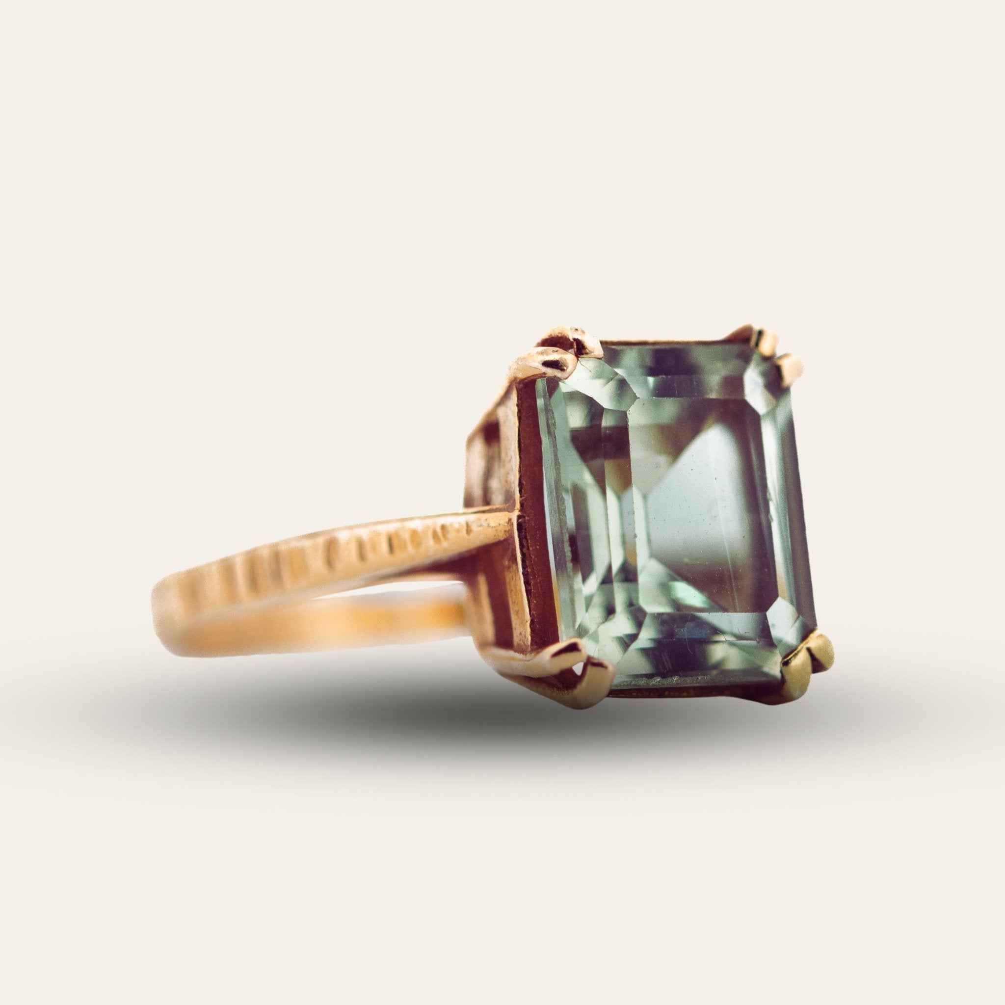 The Gold Luna Ring - Beautiful Ocean Green Quartz Rings - Vintage Contemporary Everyday Gemstone Rings - Dainty London