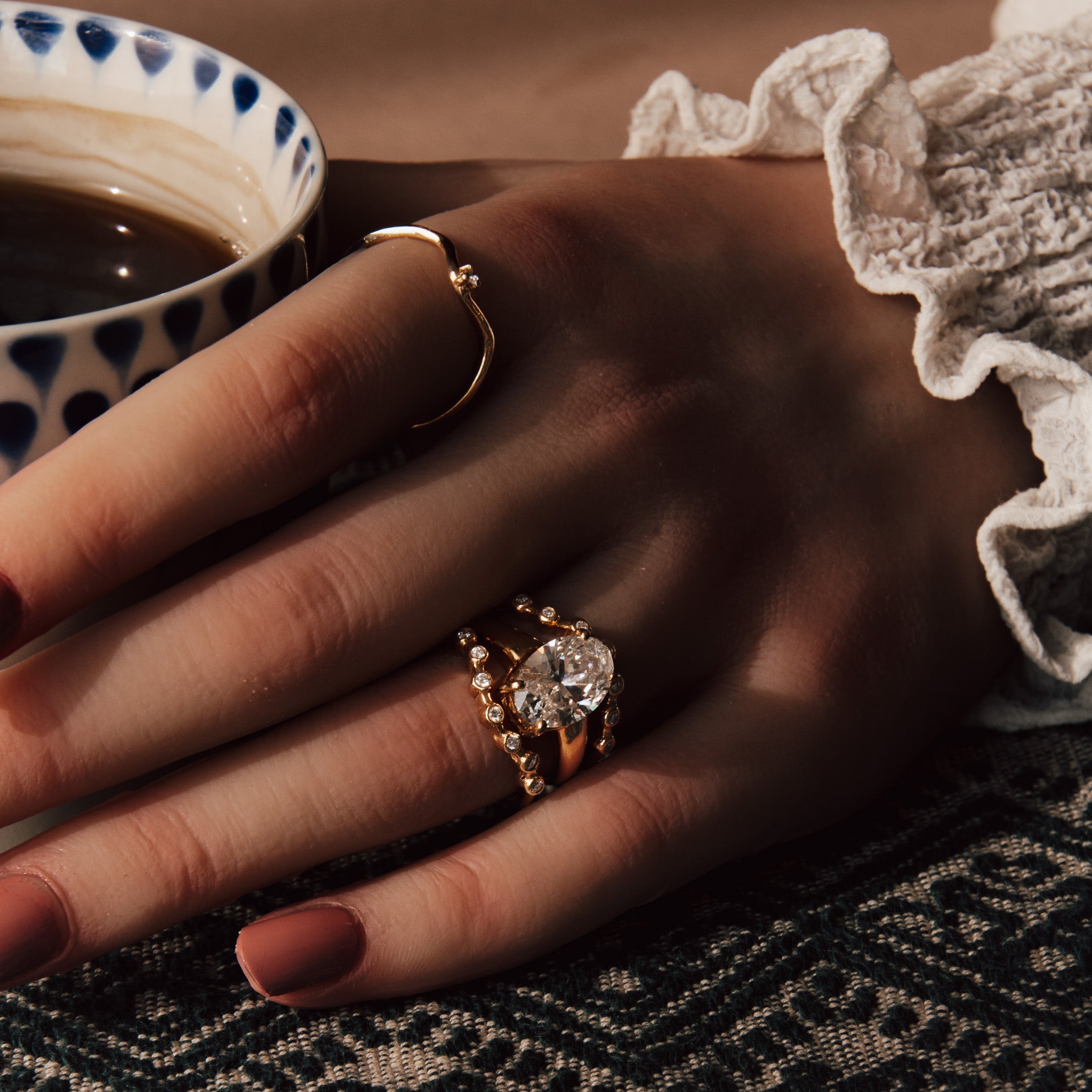 The Gold Nadira Ring - Affordable Statement 18ct Gold Lab Diamond Rings - Dainty London
