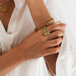 The Gold Round Hemera Ring - Goddess Inspired - Contemporary demi-fine jewellery - Dainty London
