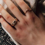 The Gold Roxana Ring with Diamonds and Blue Topaz - Everyday Solid Gold Rings - Dainty London