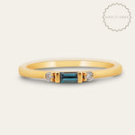 The Gold Roxana Ring with Diamonds and Blue Topaz - Everyday Solid Gold Rings - Dainty London
