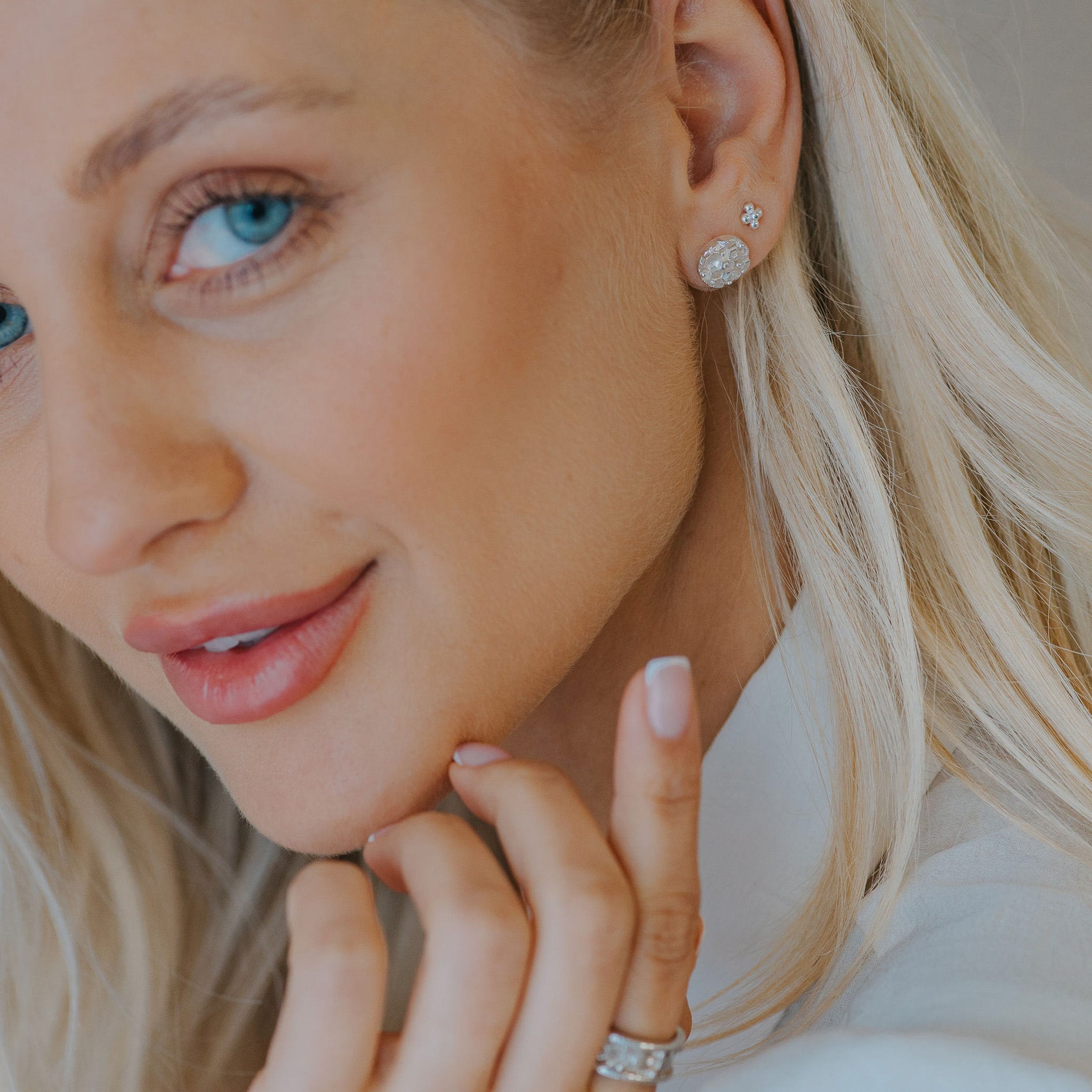 The Silver Hemera Studs - Celestial Everyday Earrings - Dainty London