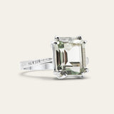 The Luna Ring - Green Quartz Gemstone Ring - Recycled Silver Demi-Fine Rings - Dainty London