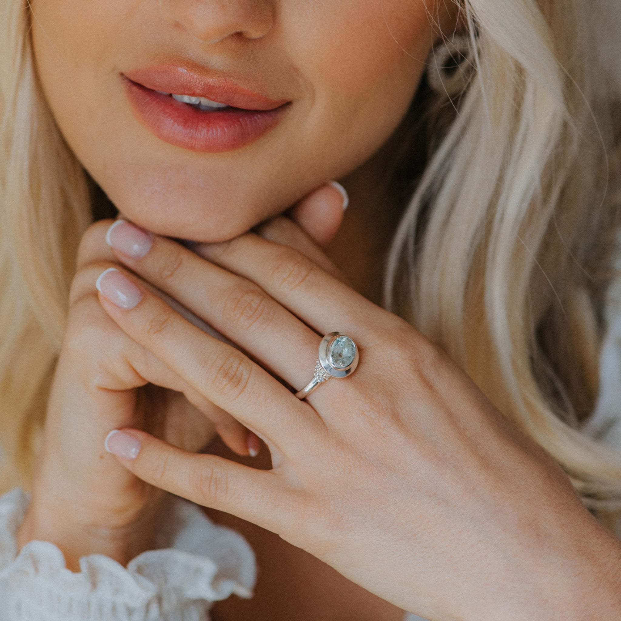 The Margo Ring - Modern Green Quartz Gemstone Rings - Dainty London