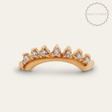 The Nora Ring - Gold Curved Diamond Wedding Band - Dainty London