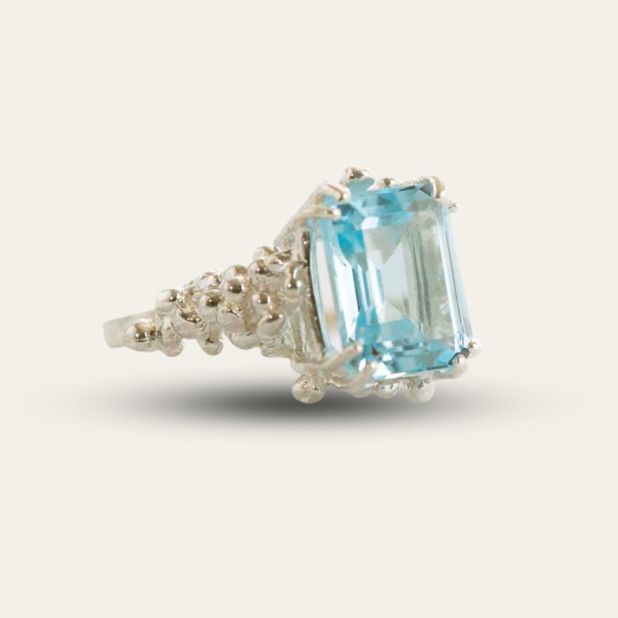 The Silver Aurelia Ring - Blue Topaz Modern Sterling Silver Rings - Dainty London