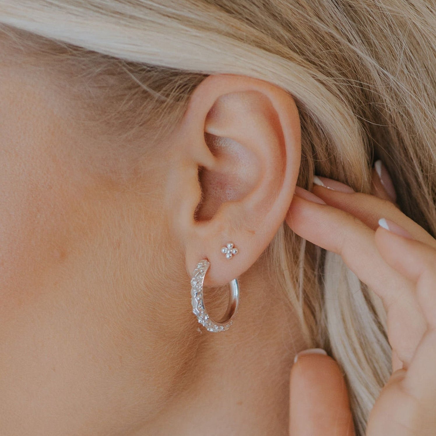 The Silver Hebe Hoops - Dainty London