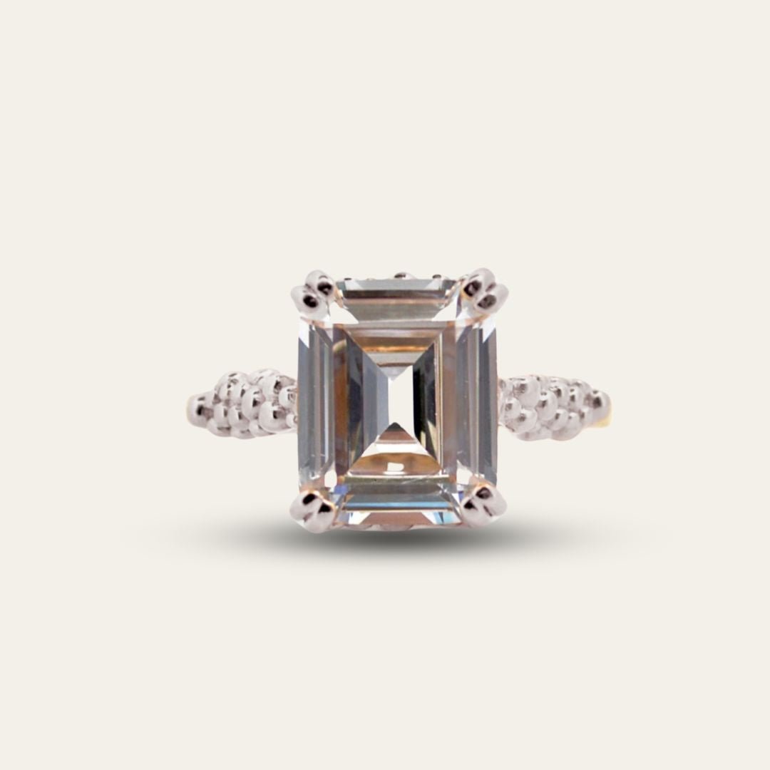 The Silver Merrow Ring - White Topaz Gemstone - Stone Rings for ladies - Dainty London