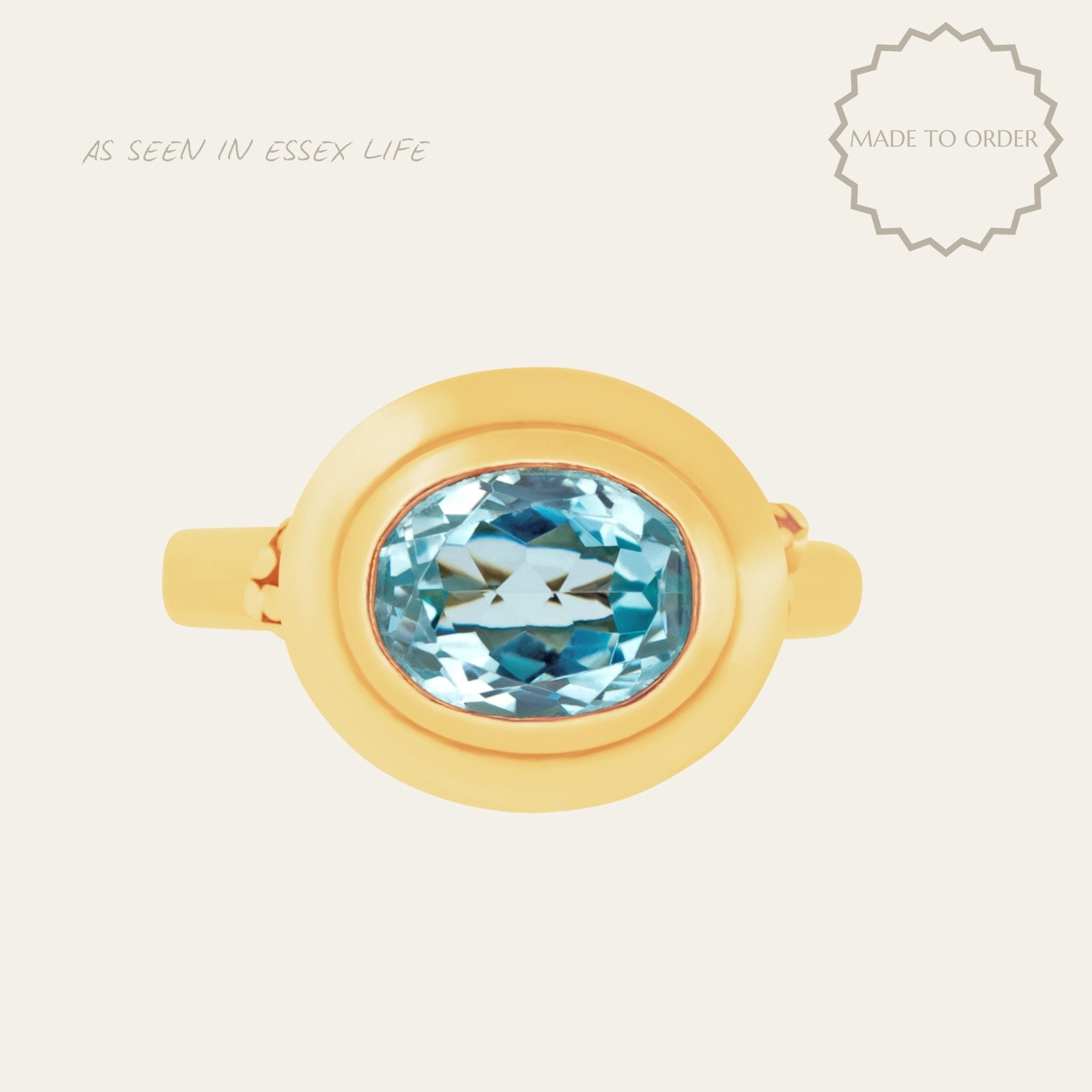 The Gold Avery Ring - Ocean Blue Topaz Gemstone - Everyday 9ct gold gemstone rings - Dainty London