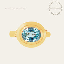 The Gold Avery Ring - Ocean Blue Topaz Gemstone - Everyday 9ct gold gemstone rings - Dainty London