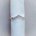 The White Gold Amara Ring - Diamond Wedding Band with V Curve - Dainty London