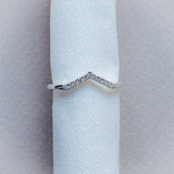 The White Gold Amara Ring - Diamond Wedding Band with V Curve - Dainty London