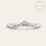 The White Gold Amara Ring - Diamond Wedding Band with V Curve - Dainty London