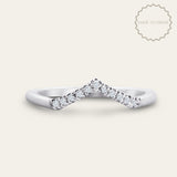 The White Gold Amara Ring - Diamond Wedding Band with V Curve - Dainty London