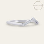 The White Gold Amara Ring - Diamond Wedding Band with V Curve - Dainty London