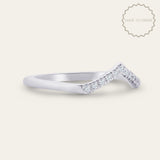 The White Gold Amara Ring - Diamond Wedding Band with V Curve - Dainty London