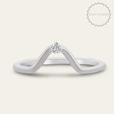 The White Gold Calista Ring with diamond - Thin Wedding - Anniversary Rings for her - Dainty London