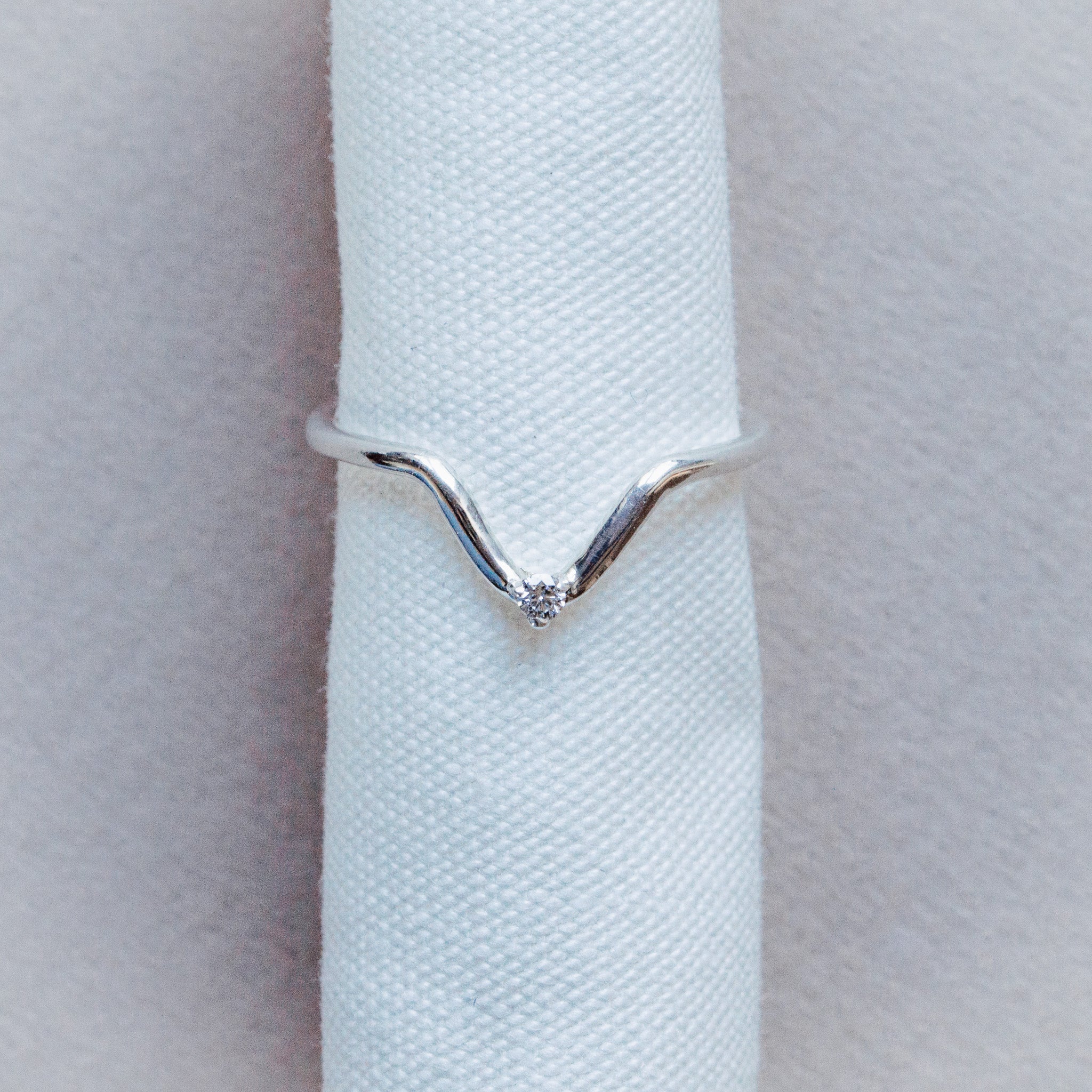 The White Gold Calista Ring with diamond - Thin Wedding - Anniversary Rings for her - Dainty London