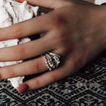 The White Gold Clara Ring - 	Curved V Shape Wedding Band Diamonds - Dainty London