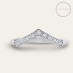 The White Gold Clara Ring - 	Curved V Shape Wedding Band Diamonds - Dainty London