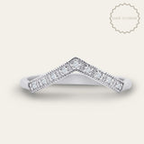 The White Gold Clara Ring - 	Curved V Shape Wedding Band Diamonds - Dainty London
