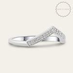 The White Gold Clara Ring - 	Curved V Shape Wedding Band Diamonds - Dainty London
