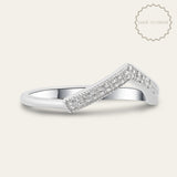 The White Gold Clara Ring - 	Curved V Shape Wedding Band Diamonds - Dainty London