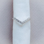 The White Gold Clara Ring - 	Curved V Shape Wedding Band Diamonds - Dainty London