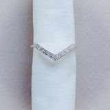 The White Gold Clara Ring - 	Curved V Shape Wedding Band Diamonds - Dainty London