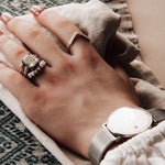 The White Gold Clara Ring - 	Curved V Shape Wedding Band Diamonds - Dainty London