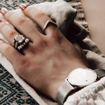 The White Gold Nora Ring - Diamond Wedding Band with Curve - Dainty London