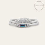 The White Gold Roxana Ring with London Blue Topaz - Dainty London