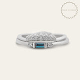 The White Gold Roxana Ring with London Blue Topaz - Dainty London
