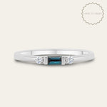 The White Gold Roxana Ring with London Blue Topaz - Dainty London