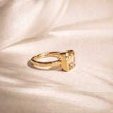 Tidewashed Citrine Ring - Octagonal Citrine & Hammered Band - Rings - gold Collection - Dainty London