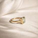 Tidewashed Green Quartz Ring - Octagonal Gemstone & Hammered Band - Rings - gold Collection - Dainty London
