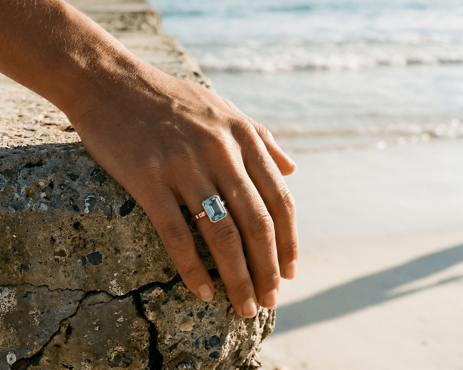 sky blue topaz ring, ocean-inspired jewellery, rustic band ring, adjustable gemstone ring, sea glass style ring, handmade sea jewelry, meaningful gift, beach lover gift, vacation jewelry, boho gemstone ring, sterling silver ring, unique gemstone band, summer accessory