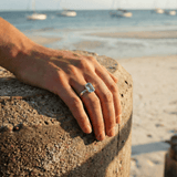 sky blue topaz ring, ocean-inspired jewellery, rustic band ring, adjustable gemstone ring, sea glass style ring, handmade sea jewelry, meaningful gift, beach lover gift, vacation jewelry, boho gemstone ring, sterling silver ring, unique gemstone band, summer accessory