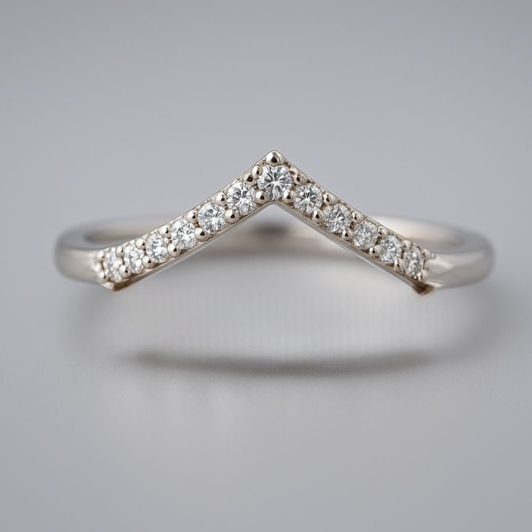 V Shape Diamond White Gold Ring - Amara - Dainty London