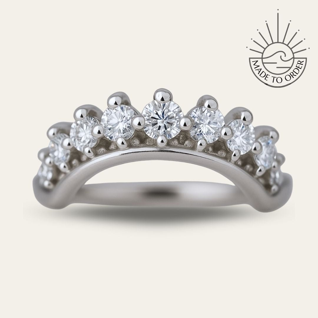 White Gold Halo Diamond Ring - The Nora Ring - Dainty London