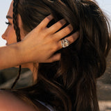 White Gold Halo Diamond Ring - The Nora Ring - Dainty London