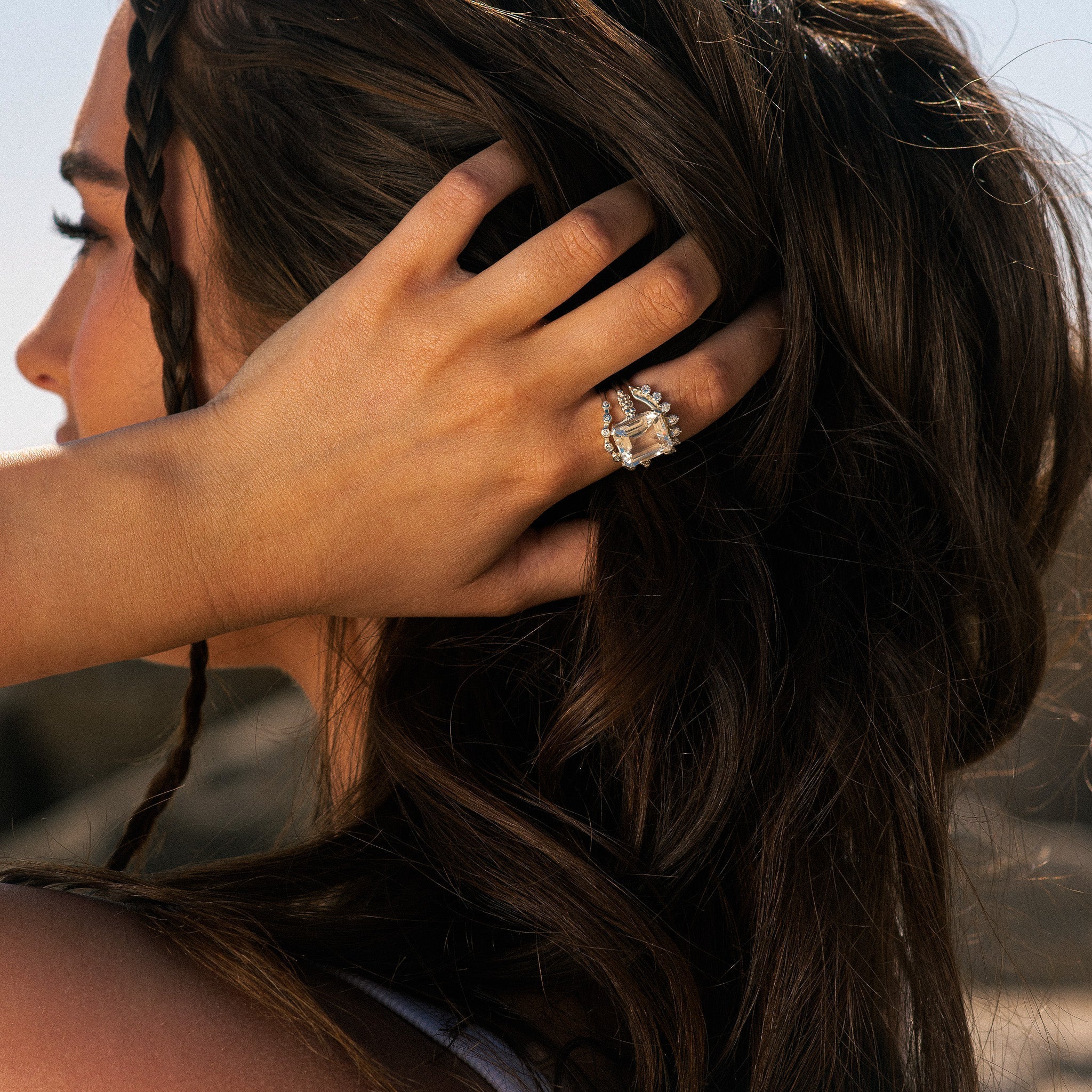 White Gold Halo Diamond Ring - The Nora Ring - Dainty London