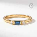 White or Yellow Gold London Blue Topaz Diamond Ring - Roxana - Dainty London
