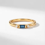 White or Yellow Gold London Blue Topaz Diamond Ring - Roxana - Dainty London