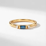 White or Yellow Gold London Blue Topaz Diamond Ring - Roxana - Dainty London